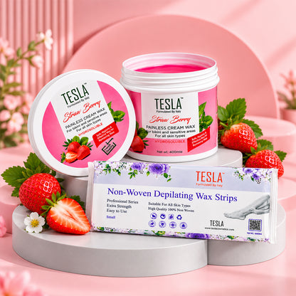 Strawberry Painless Cream Wax With Wax Strips